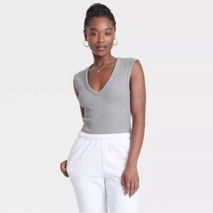 Universal Thread Gray Fitted Ribbed Tank Top